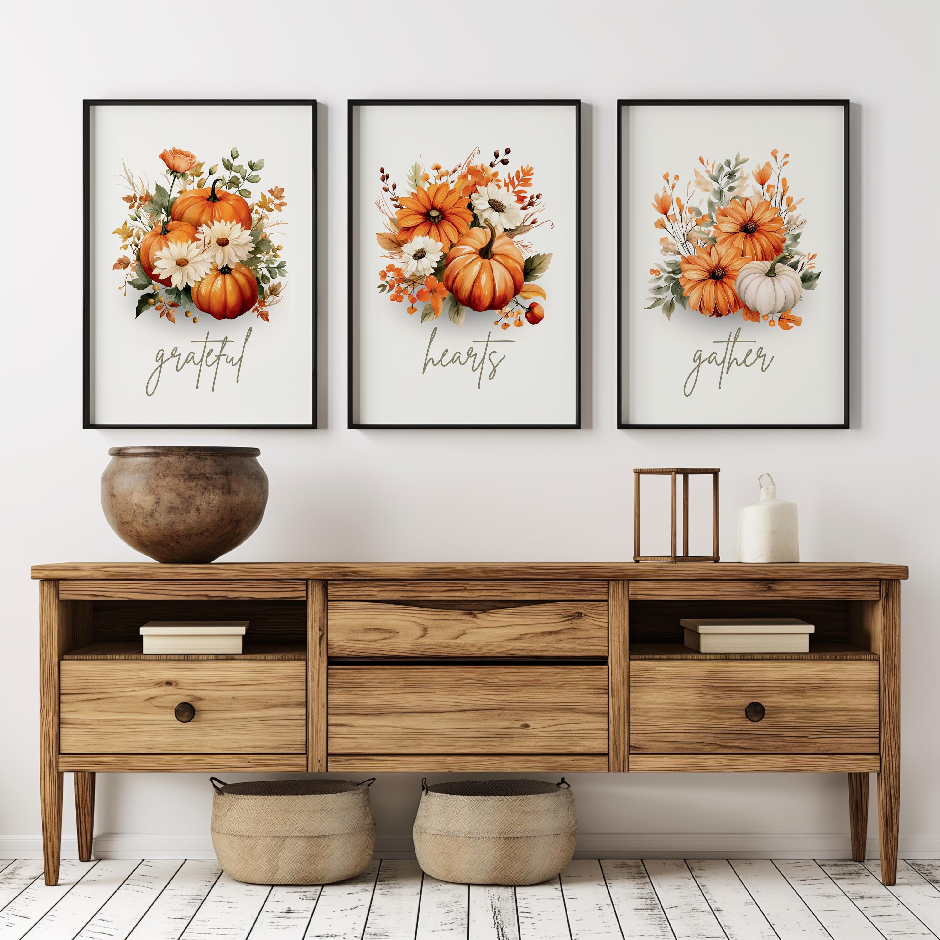 Thanksgiving Wall Art Set of 3 | Vintage Fall Prints | Autumn Harvest Decor | Cozy Seasonal Gallery Wall