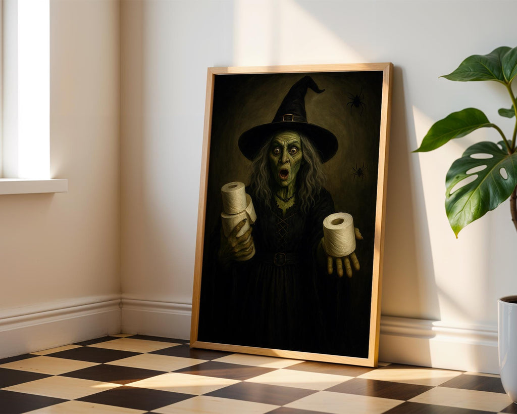 Bathroom Witch Print | Halloween Humor Wall Print for Powder Room | Halloween Bathroom Art | Wicked Witch Toilet Paper Roll Wall Art