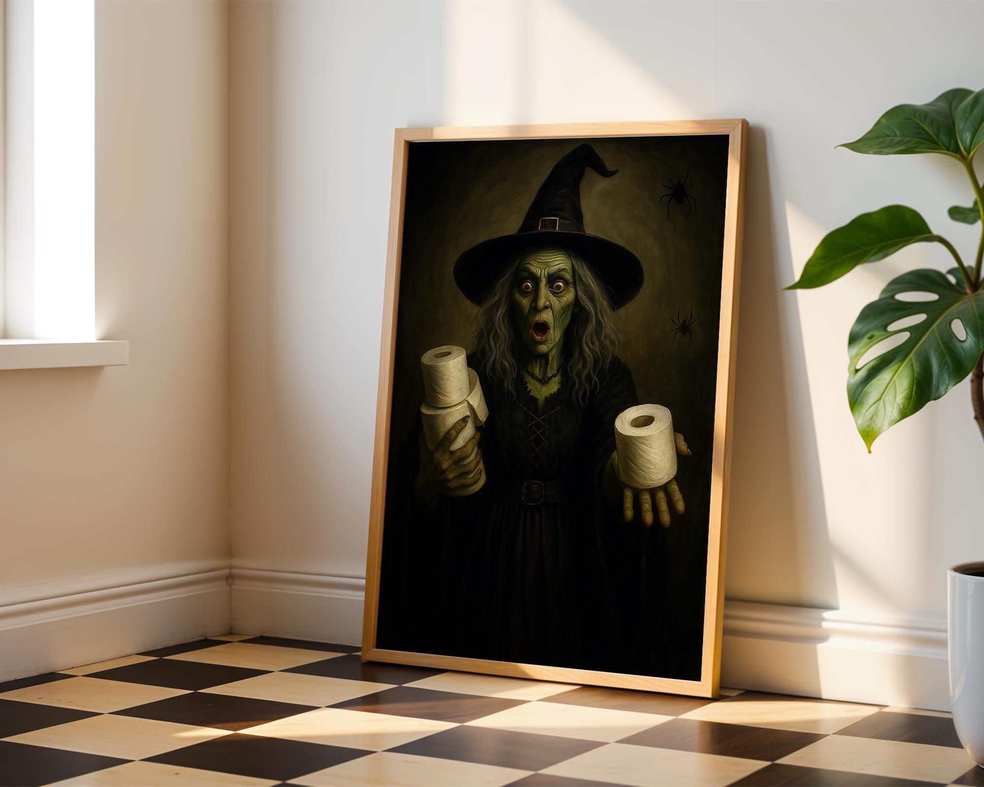 Bathroom Witch Print | Halloween Humor Wall Print for Powder Room | Halloween Bathroom Art | Wicked Witch Toilet Paper Roll Wall Art