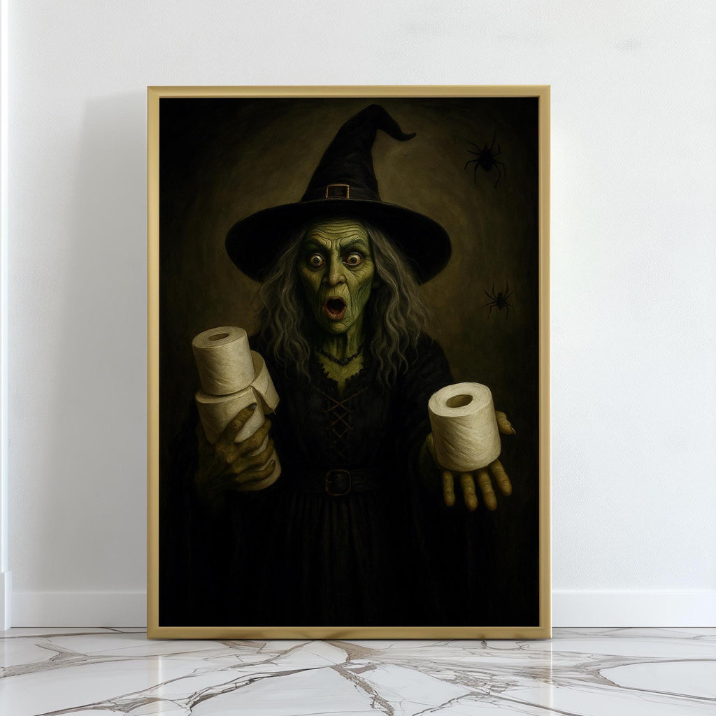 Bathroom Witch Print | Halloween Humor Wall Print for Powder Room | Halloween Bathroom Art | Wicked Witch Toilet Paper Roll Wall Art