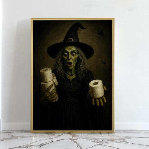 Bathroom Witch Print | Halloween Humor Wall Print for Powder Room | Halloween Bathroom Art | Wicked Witch Toilet Paper Roll Wall Art