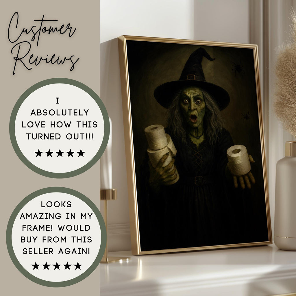 Bathroom Witch Print | Halloween Humor Wall Print for Powder Room | Halloween Bathroom Art | Wicked Witch Toilet Paper Roll Wall Art