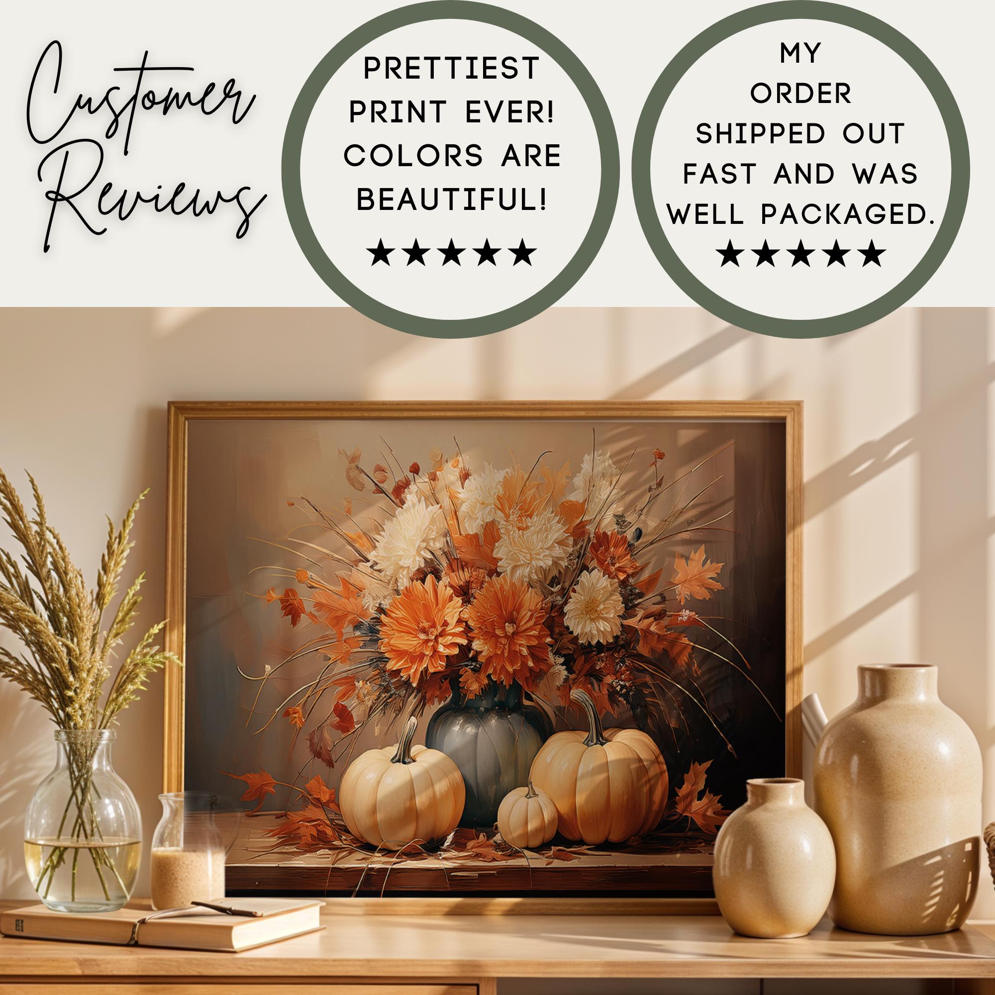 White Pumpkin Wall Art | Fall Floral Print | Vintage Autumn Decor | Cottagecore Pumpkin Artwork | Rustic Fall Wall Decor