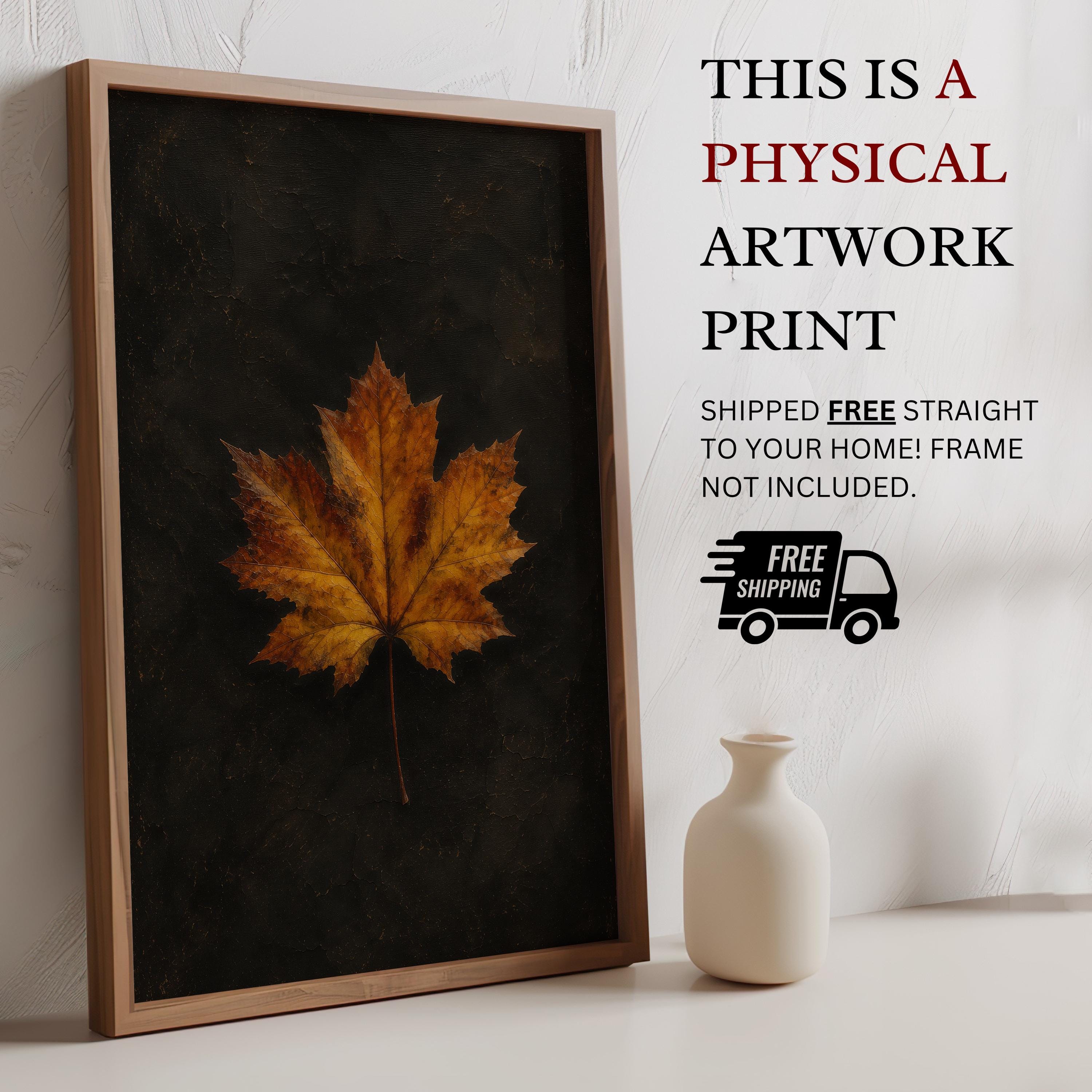 Vintage Maple Leaf Print | Autumn Botanical Wall Art | Antique Nature Painting | Rustic Fall Decor | Farmhouse Fall Leaf Wall Print