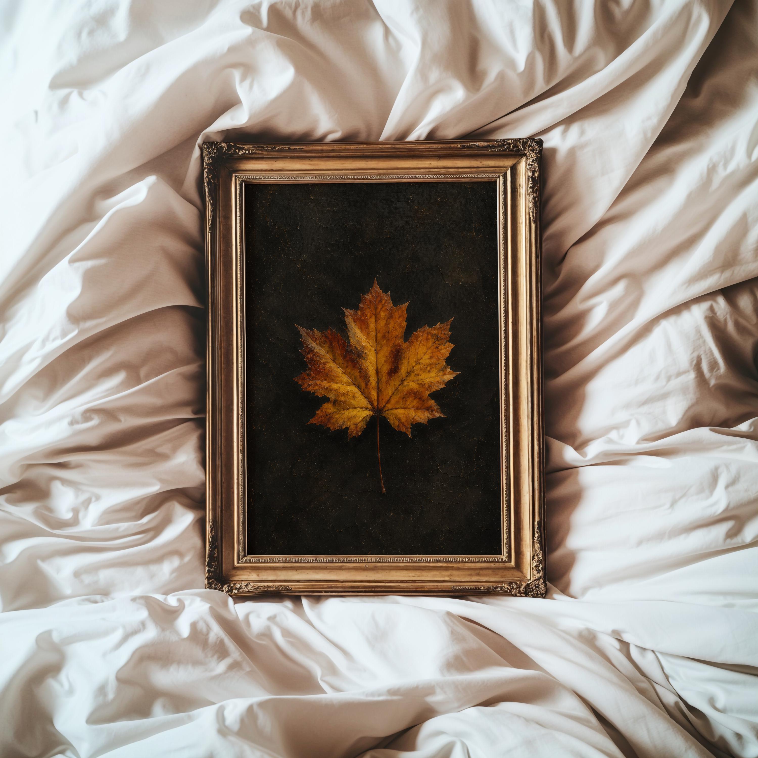 Vintage Maple Leaf Print | Autumn Botanical Wall Art | Antique Nature Painting | Rustic Fall Decor | Farmhouse Fall Leaf Wall Print