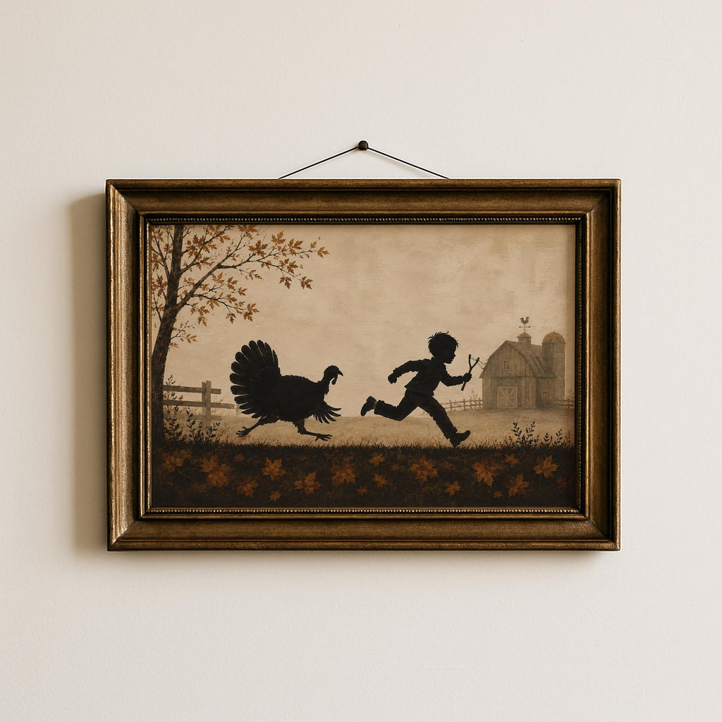 Funny Turkey Wall Art | Thanksgiving Kids Print | Whimsical Autumn Decor | Playful Harvest Season Artwork