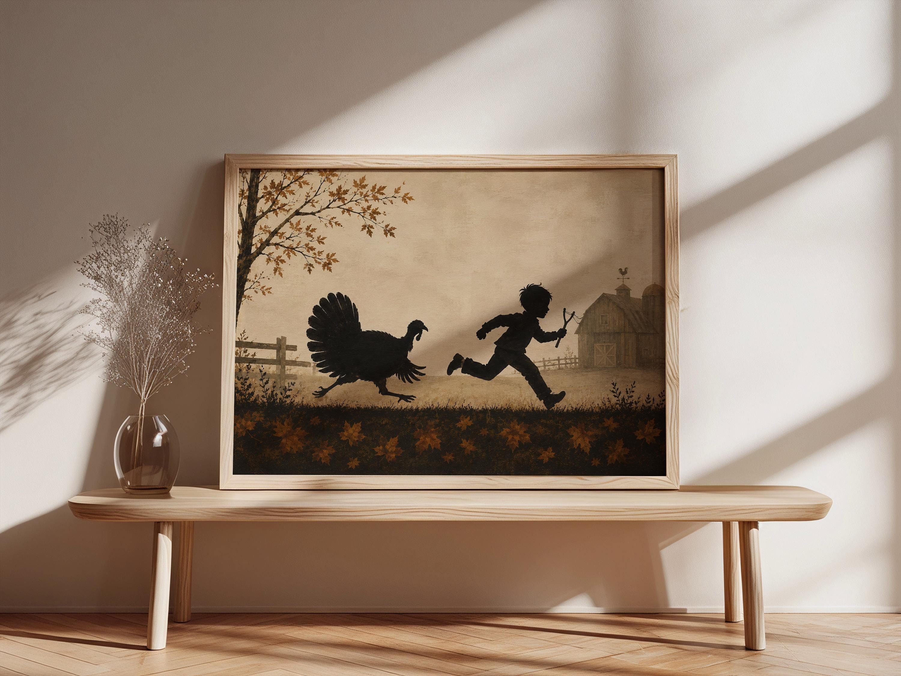 Funny Turkey Wall Art | Thanksgiving Kids Print | Whimsical Autumn Decor | Playful Harvest Season Artwork