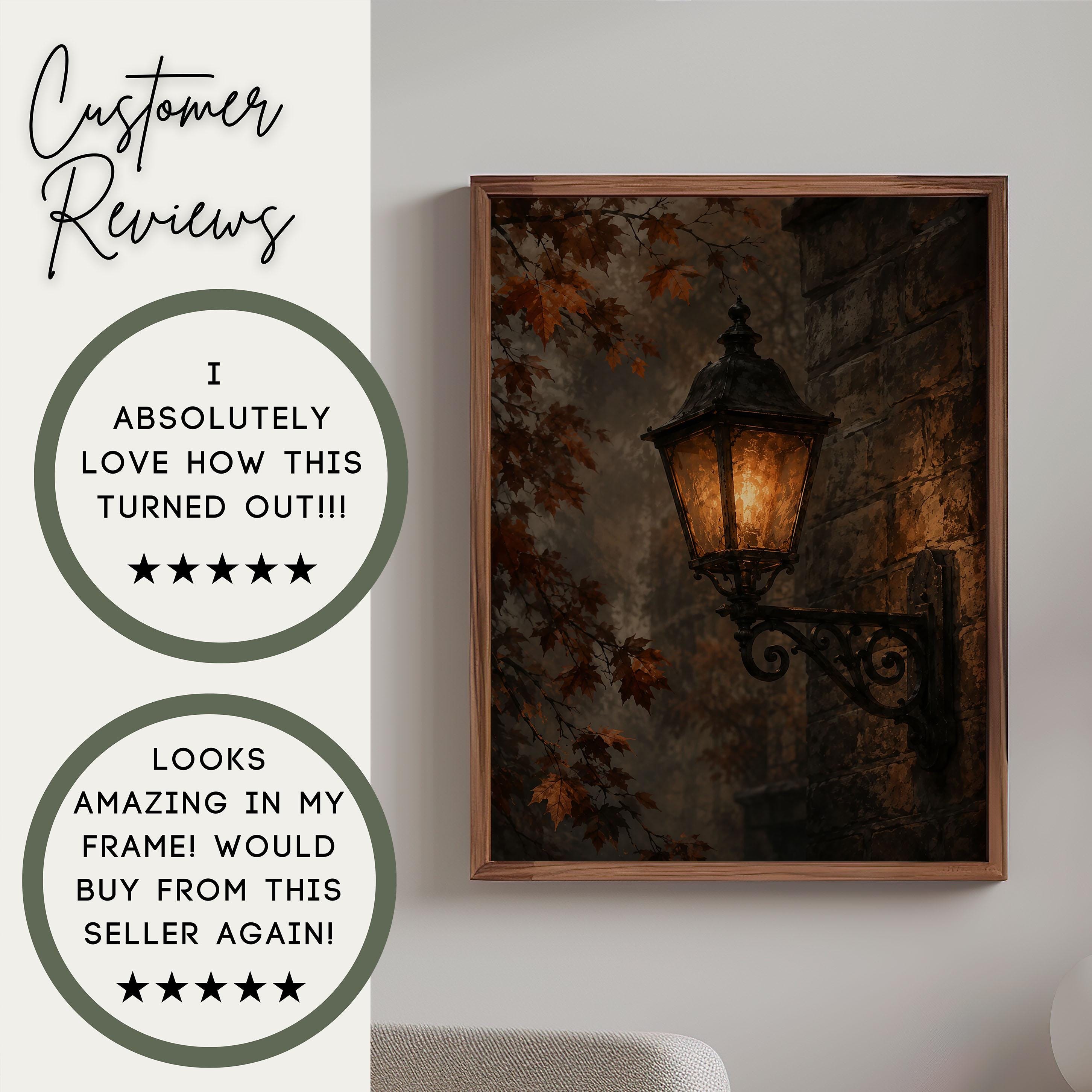 Vintage Lantern Wall Art | Moody Autumn Decor | Dark Academia Print | Gothic Fall Artwork | Cozy Cottagecore