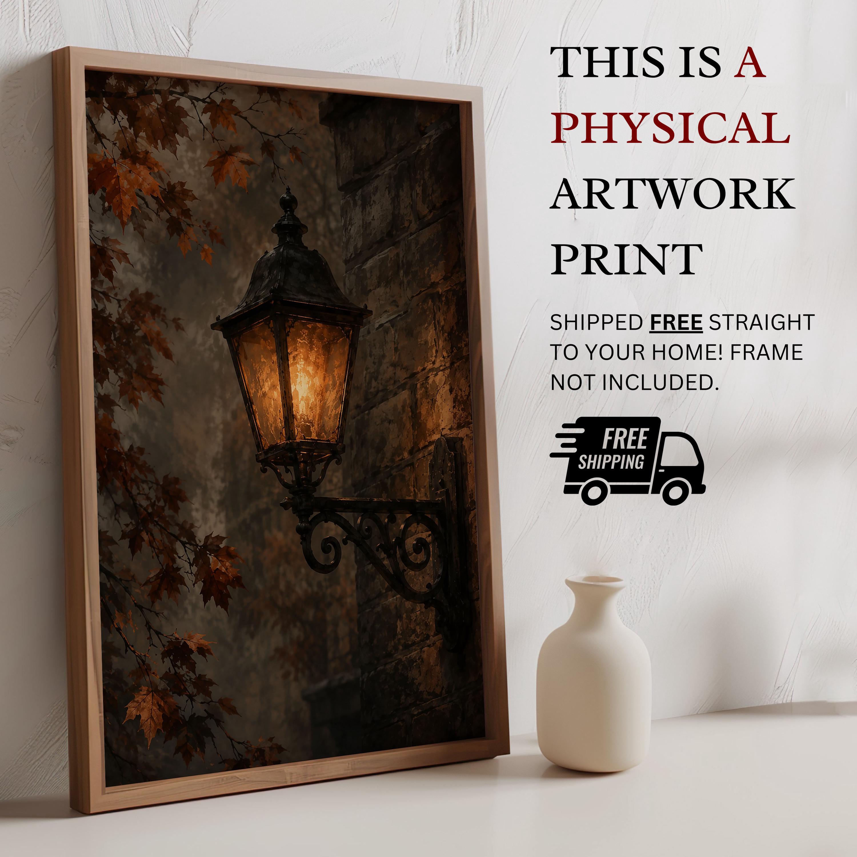 Vintage Lantern Wall Art | Moody Autumn Decor | Dark Academia Print | Gothic Fall Artwork | Cozy Cottagecore