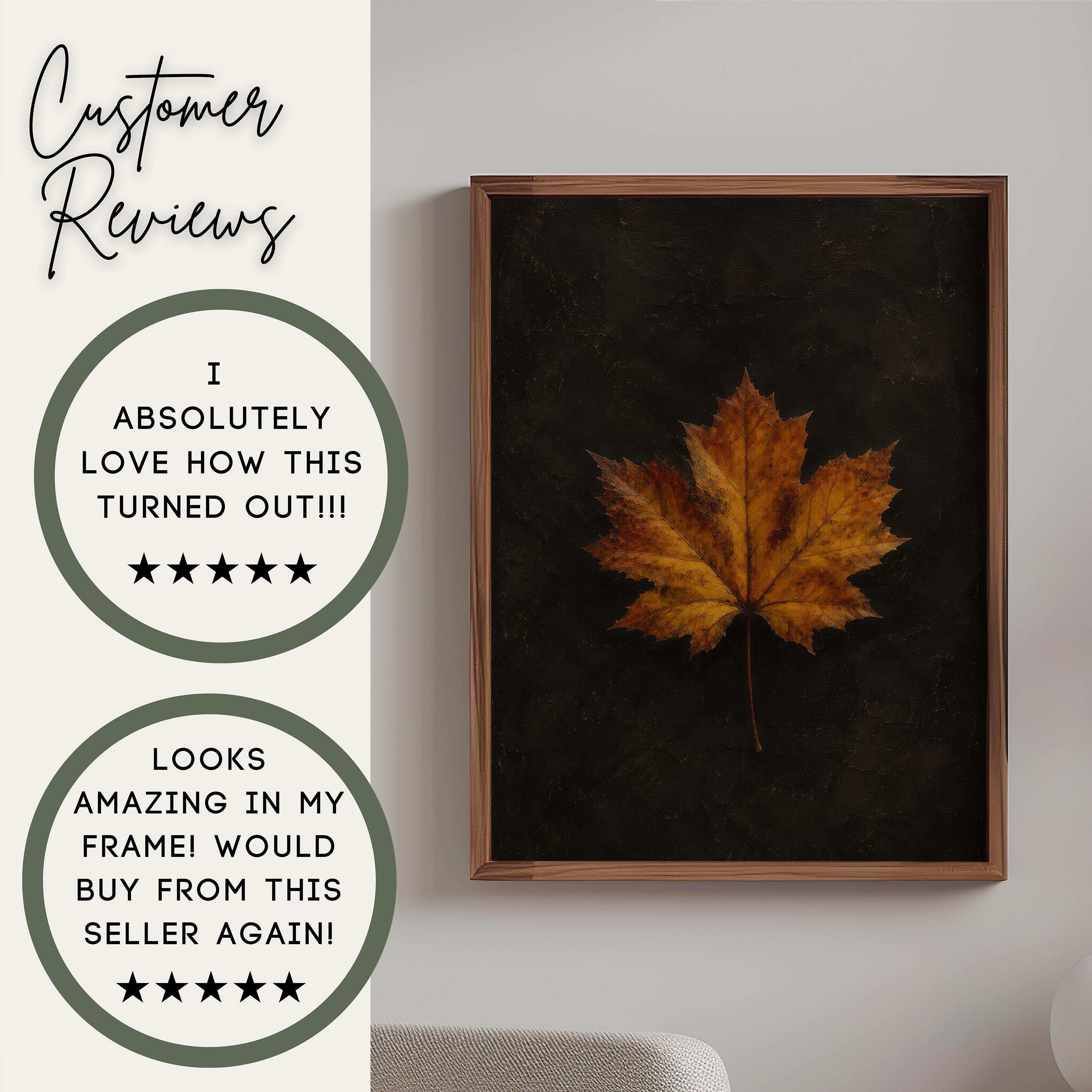 Vintage Maple Leaf Print | Autumn Botanical Wall Art | Antique Nature Painting | Rustic Fall Decor | Farmhouse Fall Leaf Wall Print