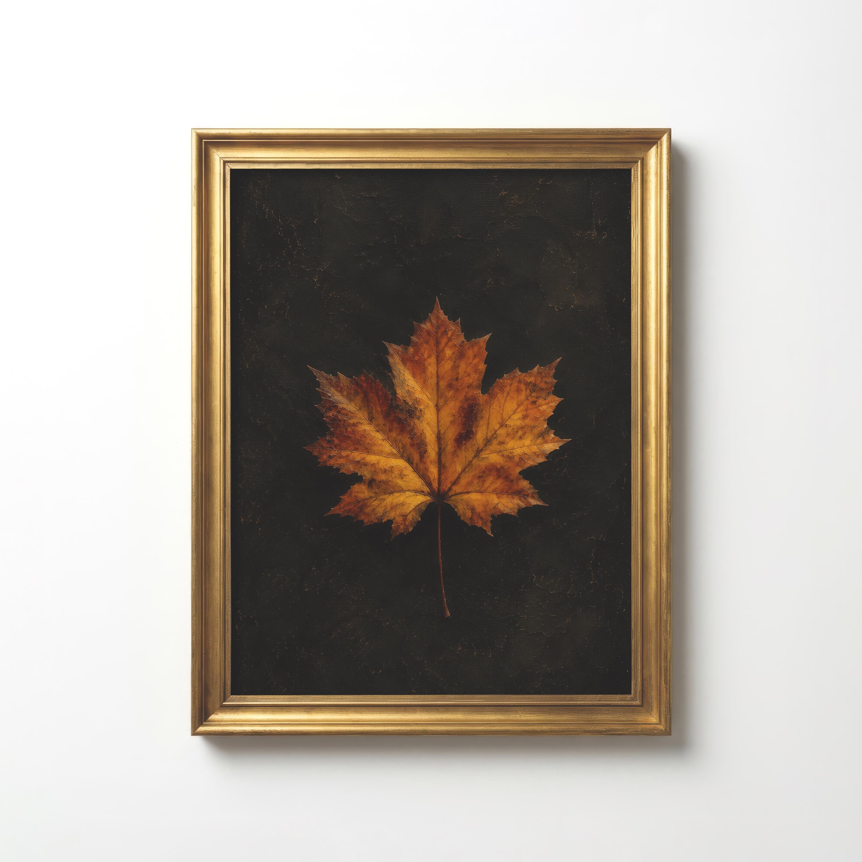 Vintage Maple Leaf Print | Autumn Botanical Wall Art | Antique Nature Painting | Rustic Fall Decor | Farmhouse Fall Leaf Wall Print
