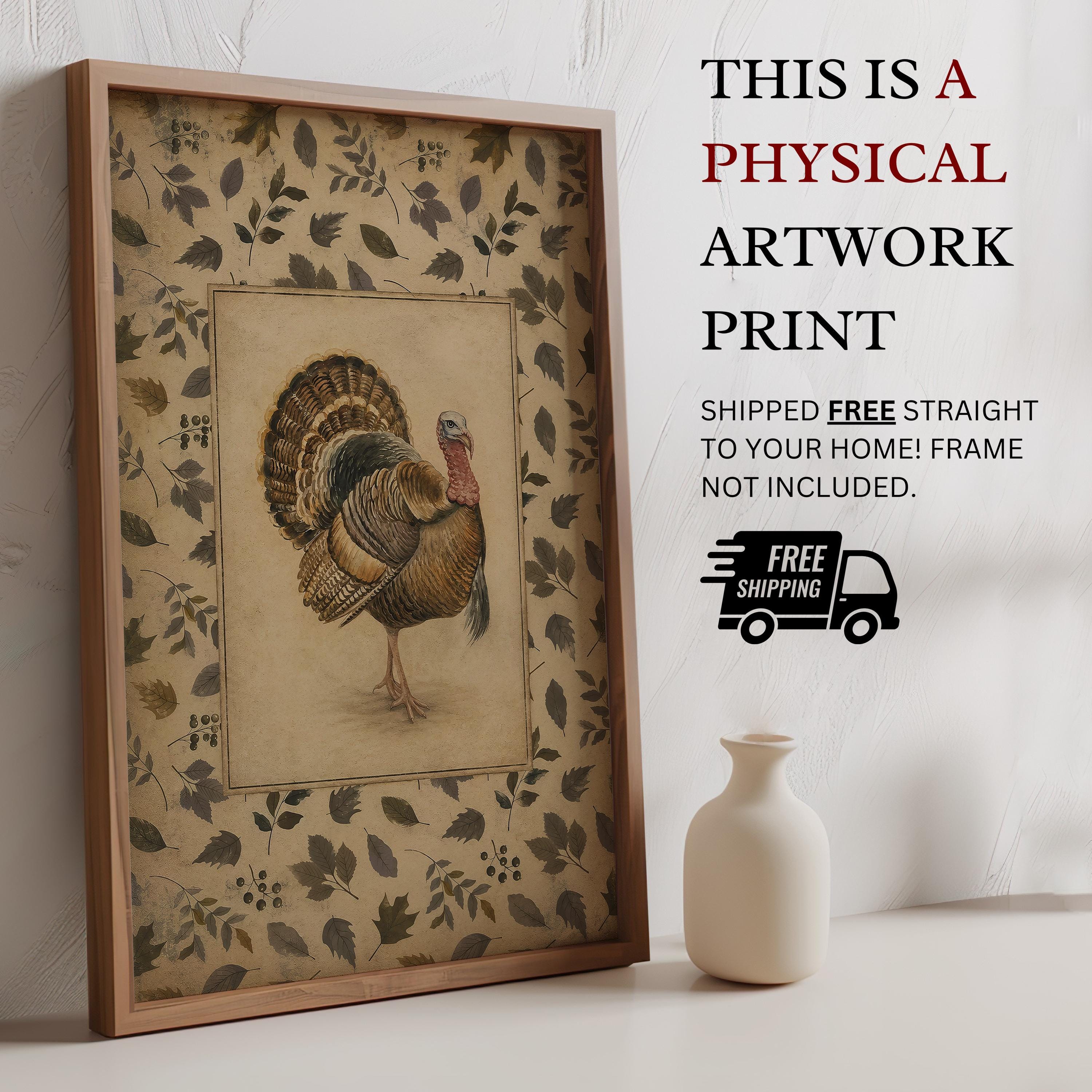 Vintage Turkey Wall Art | Farmhouse Thanksgiving Print | Cottagecore Turkey Decor | Antique Autumn Illustration | Rustic Fall Artwork