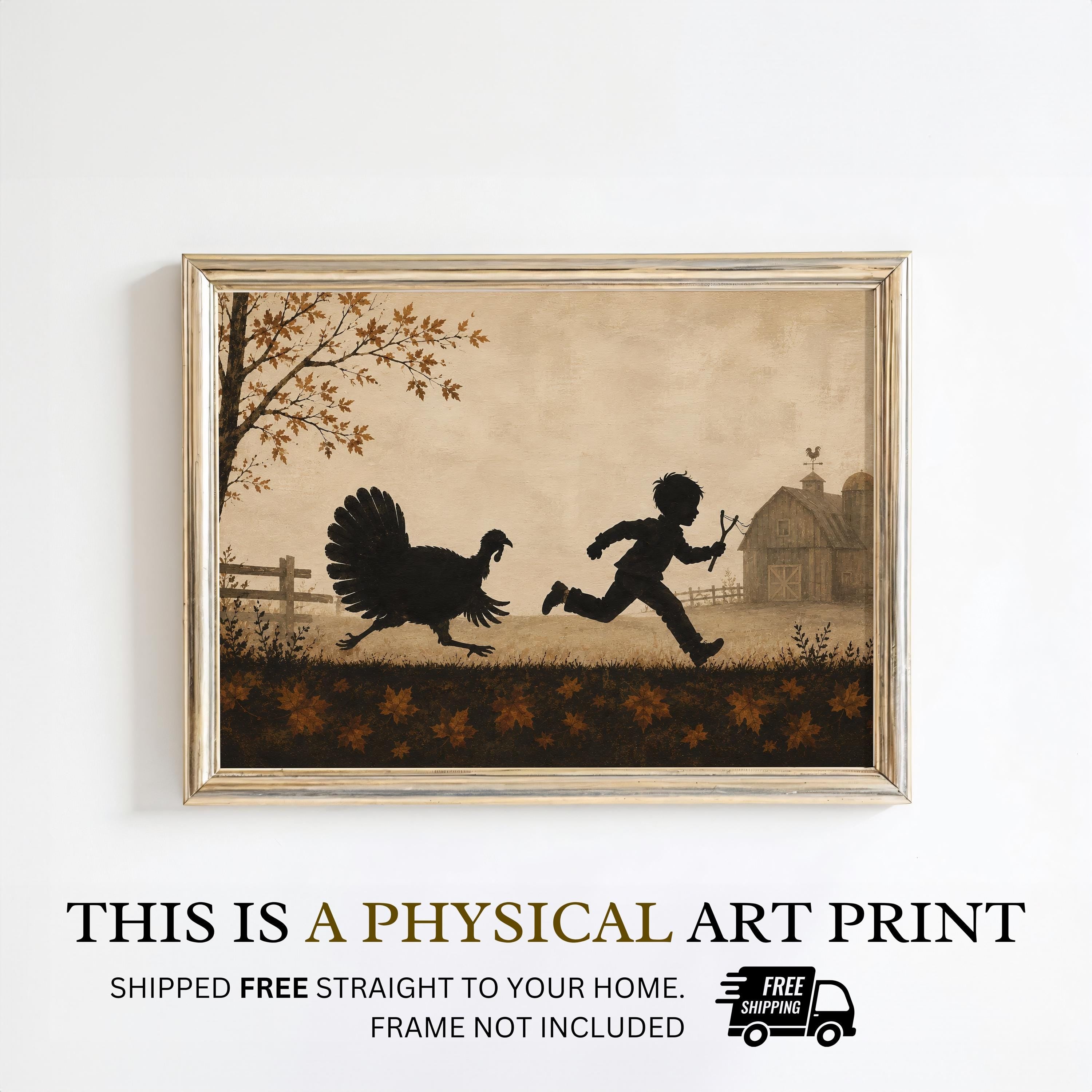 Funny Turkey Wall Art | Thanksgiving Kids Print | Whimsical Autumn Decor | Playful Harvest Season Artwork