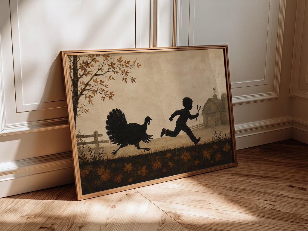Funny Turkey Wall Art | Thanksgiving Kids Print | Whimsical Autumn Decor | Playful Harvest Season Artwork