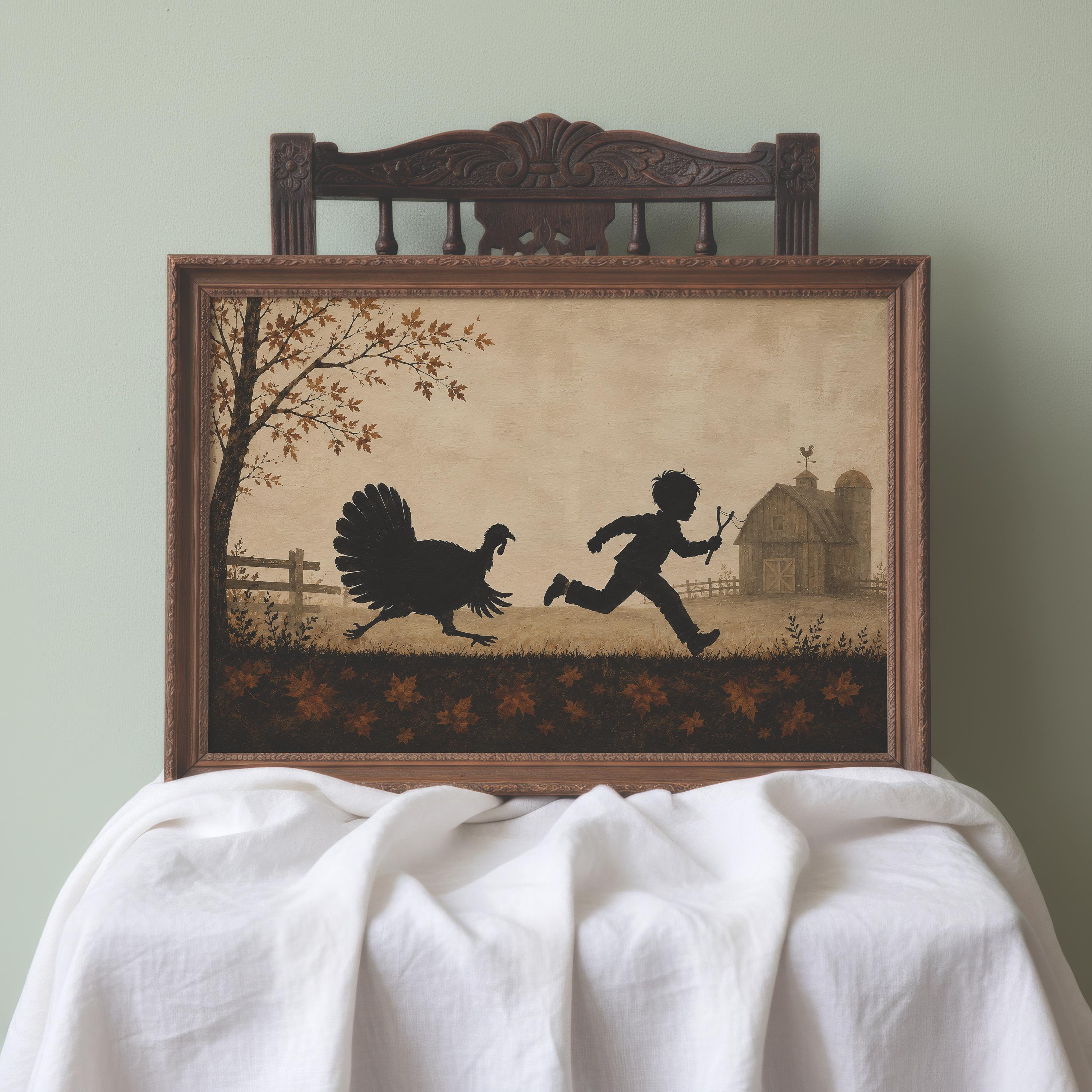 Funny Turkey Wall Art | Thanksgiving Kids Print | Whimsical Autumn Decor | Playful Harvest Season Artwork