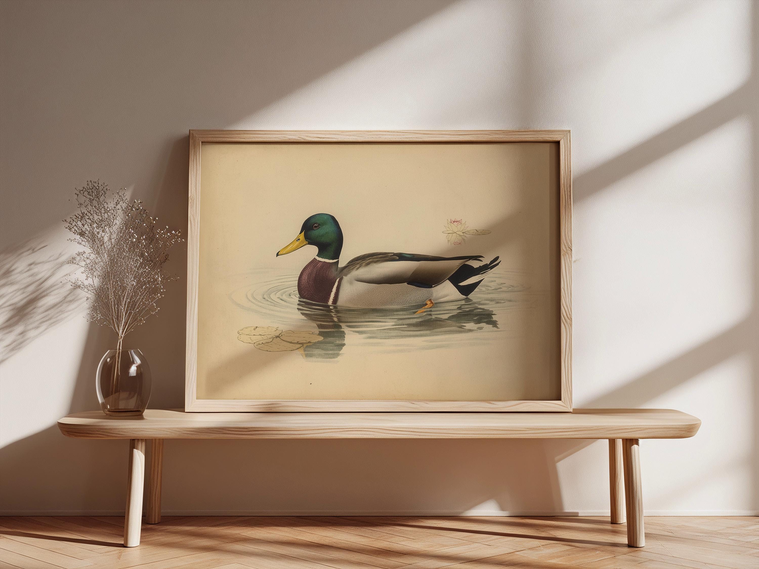 Mallard Duck Wall Art | Vintage Waterfowl Print | Rustic Cabin Decor | Duck Hunting Lodge Artwork