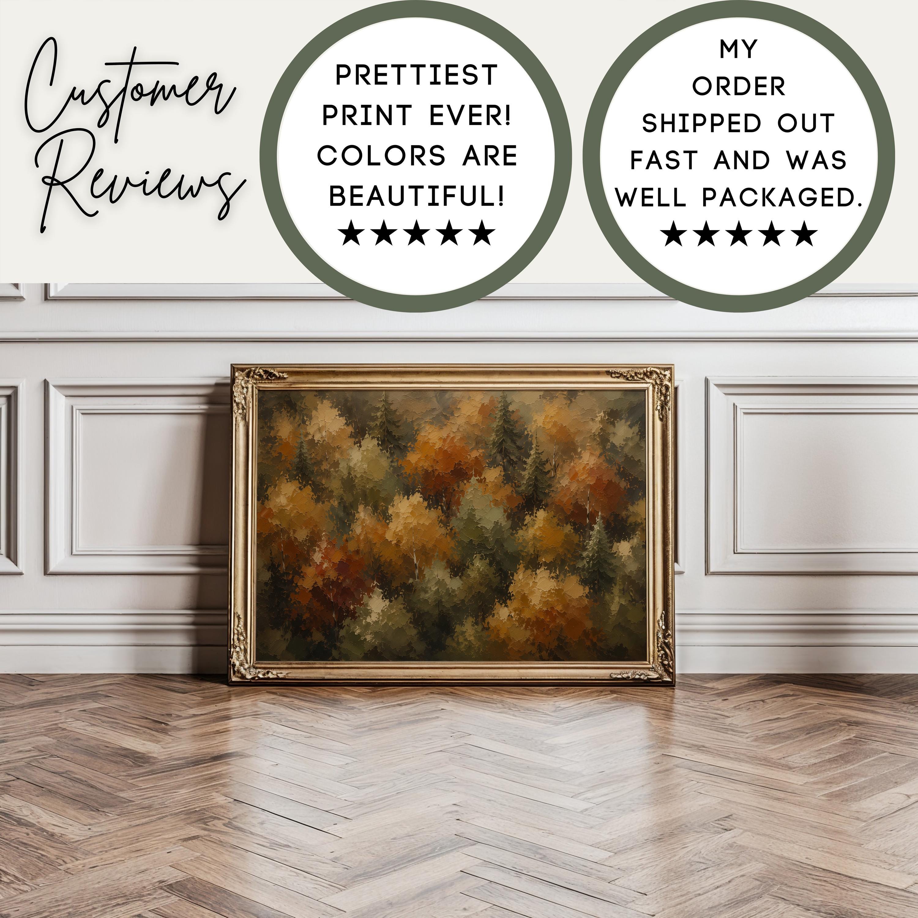 Autumn Forest Wall Art | Fall Foliage Painting | Aerial Woodland Landscape | Rustic Farmhouse Decor | Moody Nature Artwork