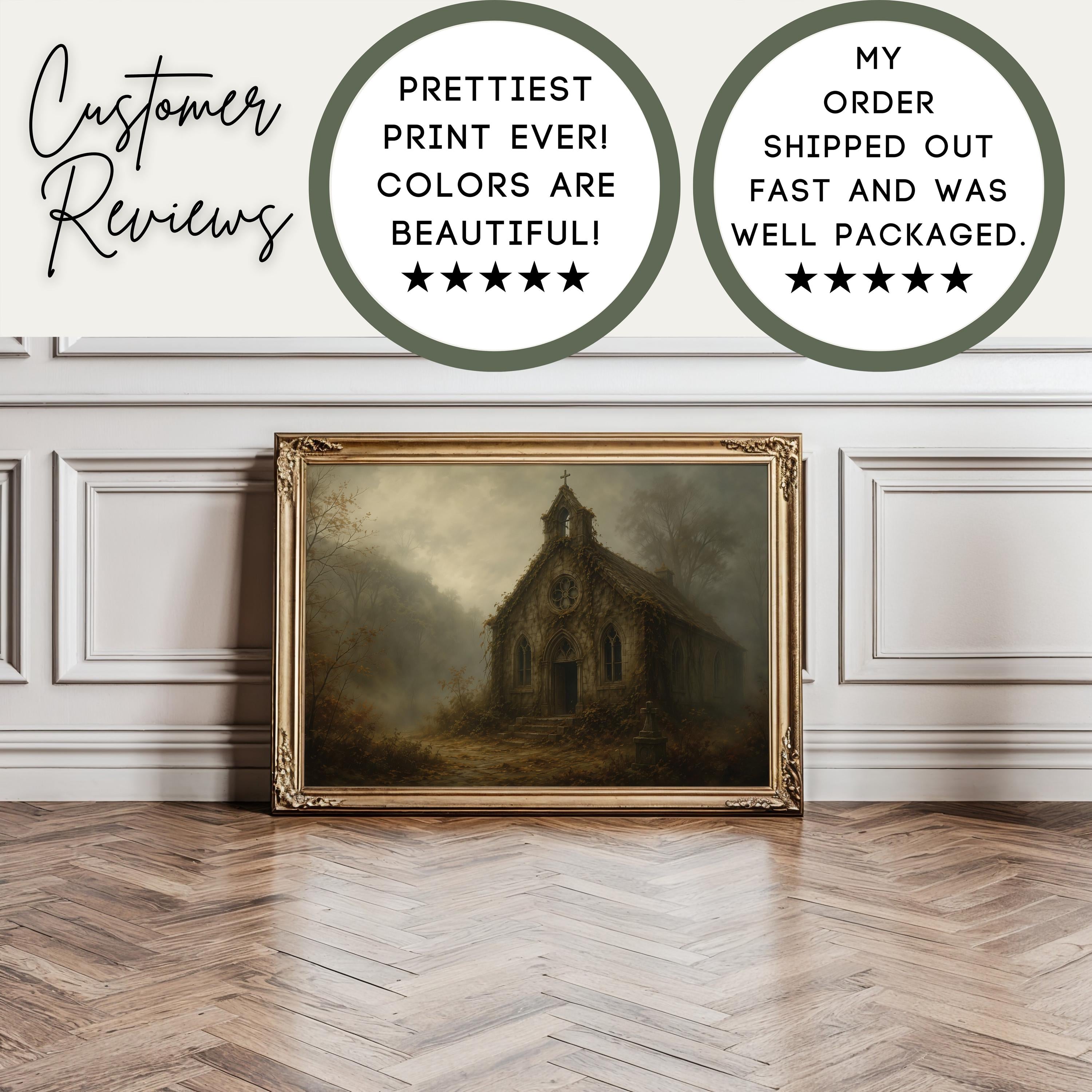 Abandoned Church Wall Art | Moody Gothic Chapel Painting | Dark Academia Decor | Haunted Ruins Landscape | Vintage Architecture