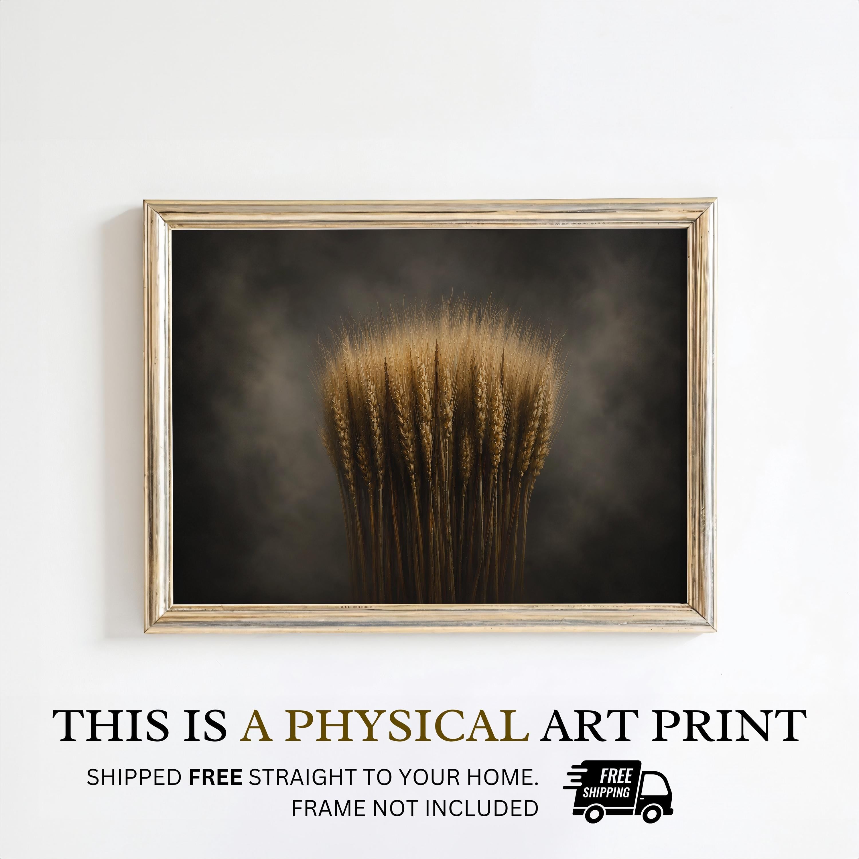 Moody Wheat Wall Art | Rustic Farmhouse Painting | Autumn Harvest Decor | Vintage Country Artwork | Moody Wheat Still Life