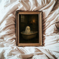 Halloween Ghost Print | Ghost in Bathtub Wall Decor | Haunted Aesthetic | Moody Halloween Bathroom Art | Moody Bathing Ghost