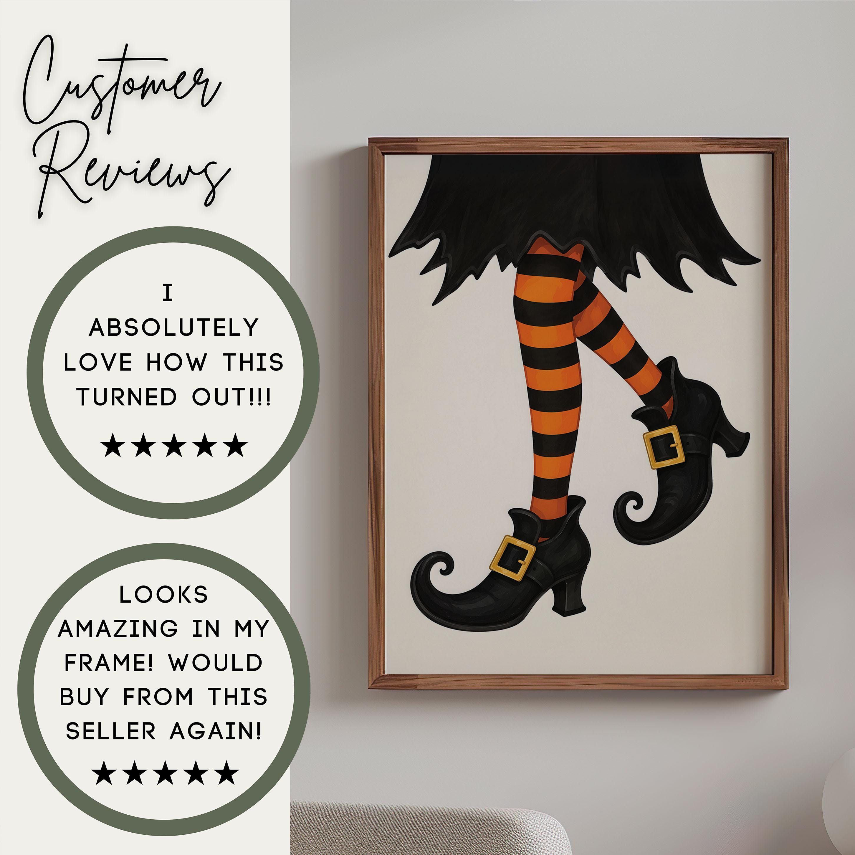 Colorful Witch Legs Wall Art | Cute Halloween Decor Print | Whimsical Witch Artwork | Spooky Season Painting