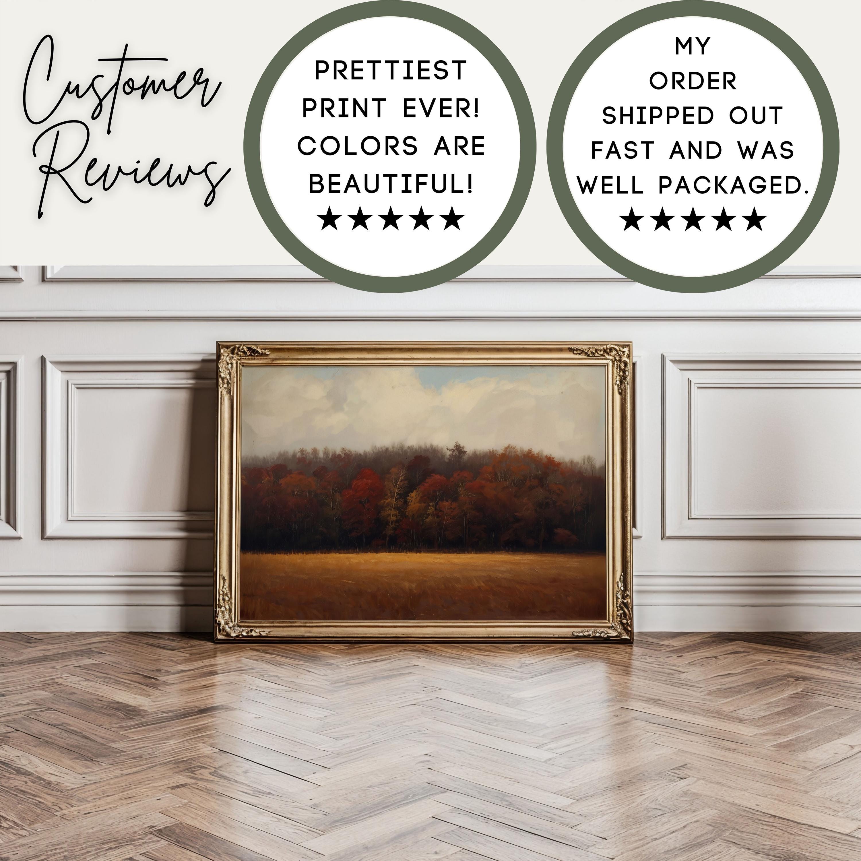 Moody Fall Trees Wall Print | Autumnal Décor for Fall | Orange and Red Trees | Vintage Autumn Landscape Painting