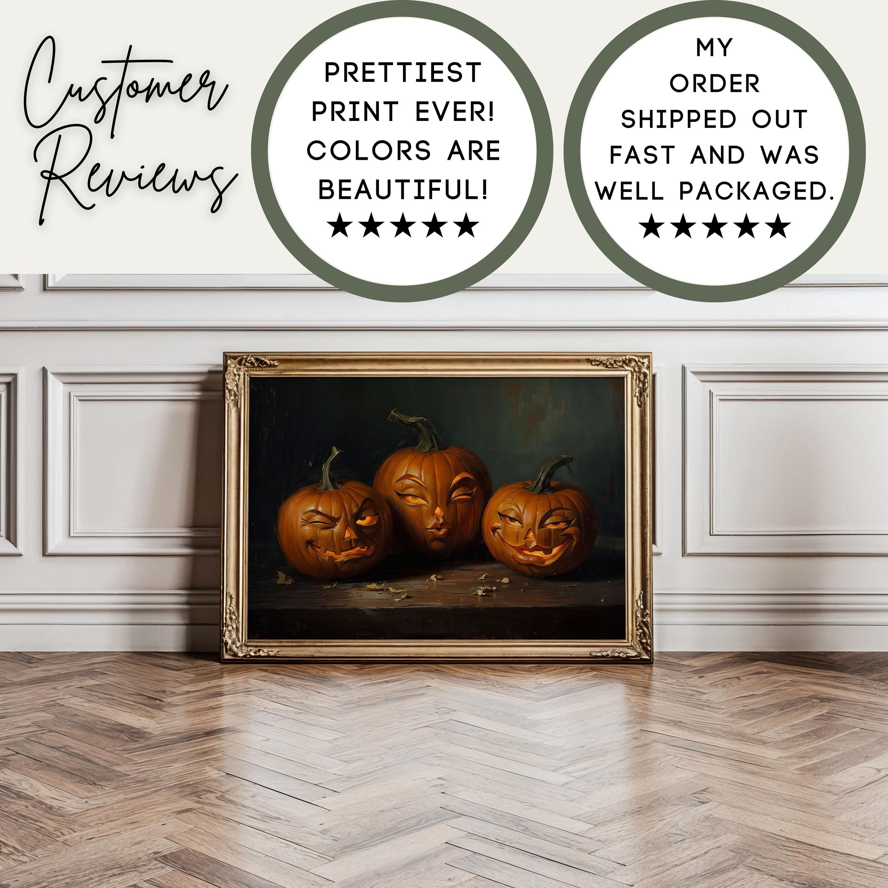 Flirty Jack O Lantern Wall Art | Vintage Halloween Pumpkin Print | Whimsical Autumn Decor | Flirty Pumpkin Painting for Halloween