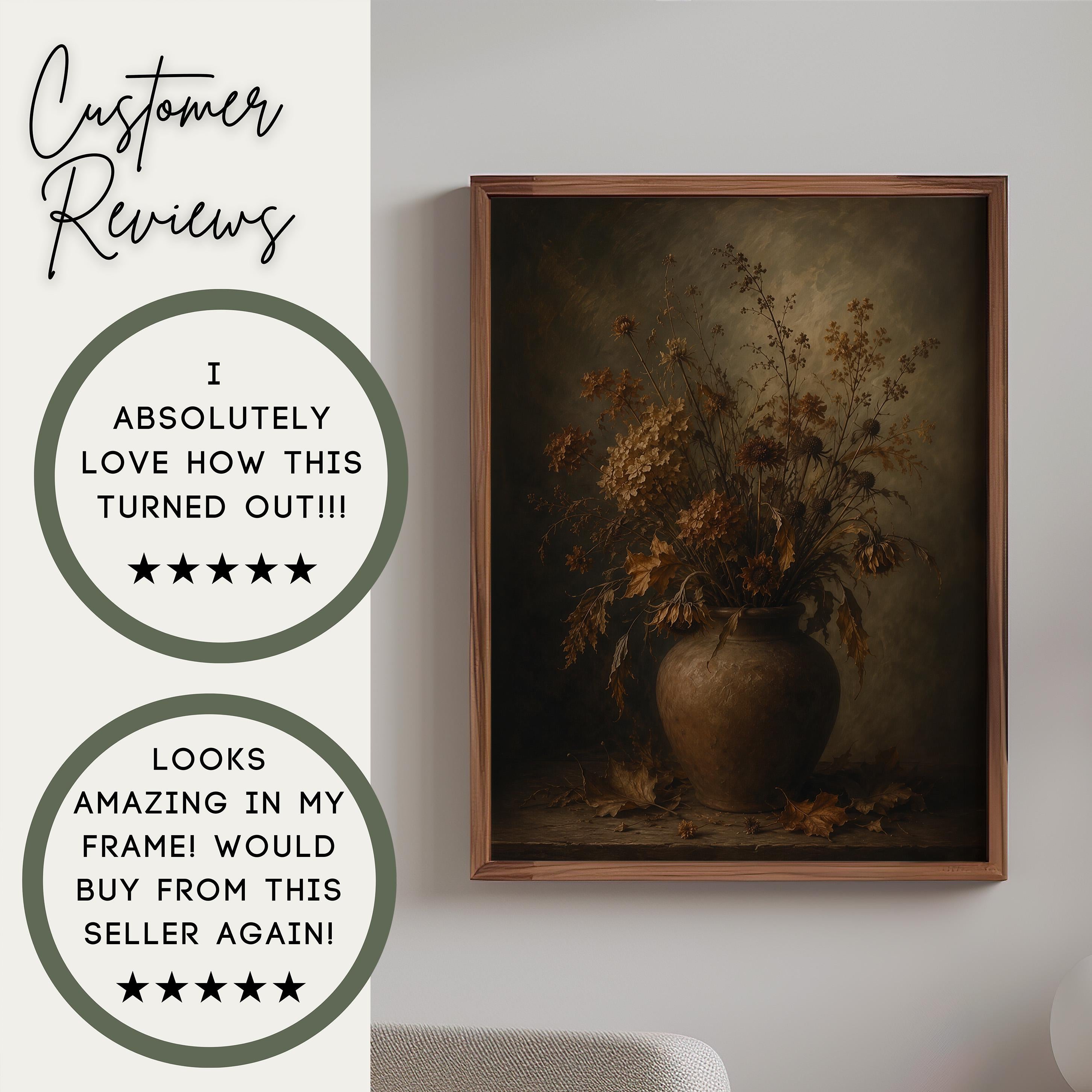 Moody Botanical Wall Art | Vintage Floral Vase Print | Dark Academia Decor | Autumn Flower Painting | Cottagecore Artwork