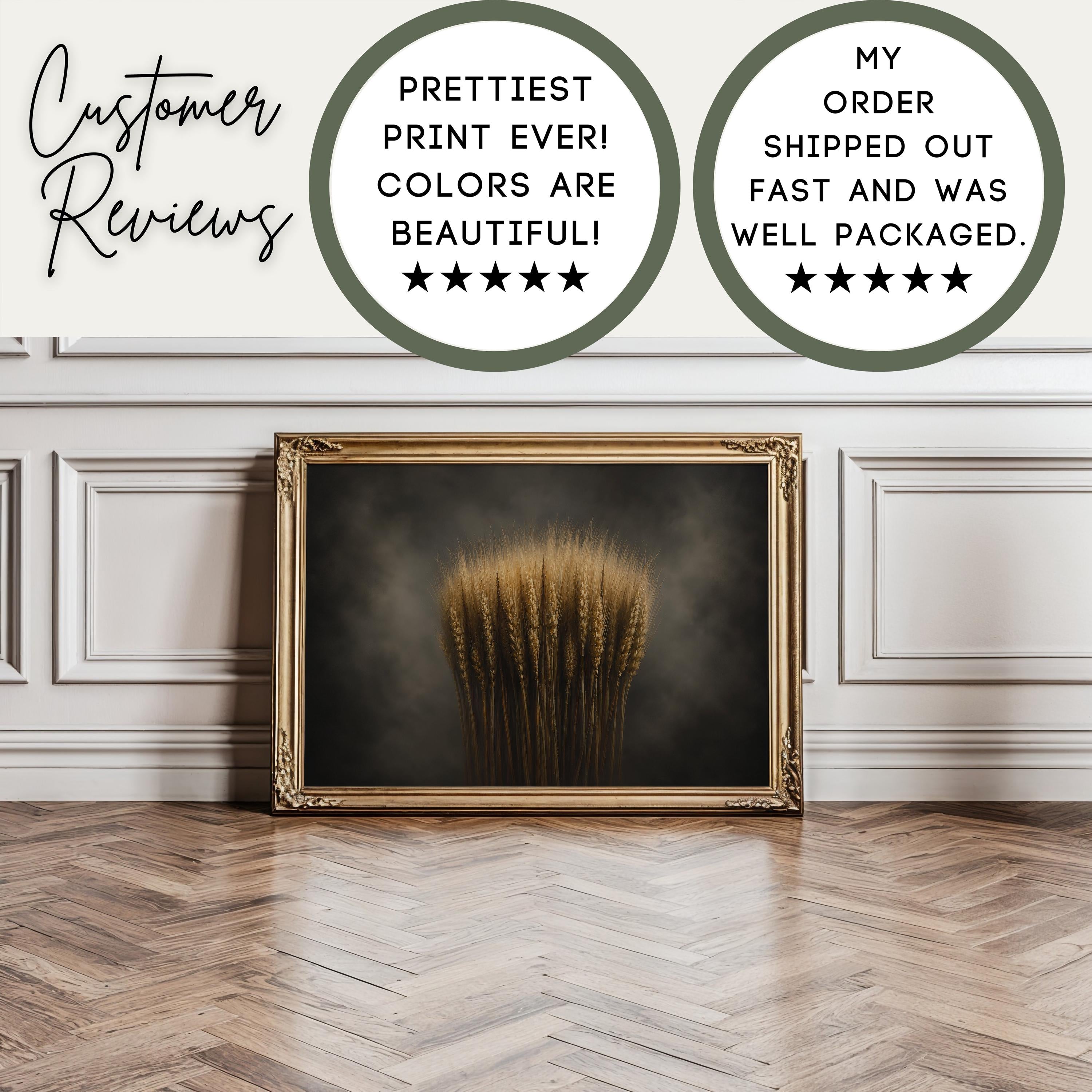 Moody Wheat Wall Art | Rustic Farmhouse Painting | Autumn Harvest Decor | Vintage Country Artwork | Moody Wheat Still Life