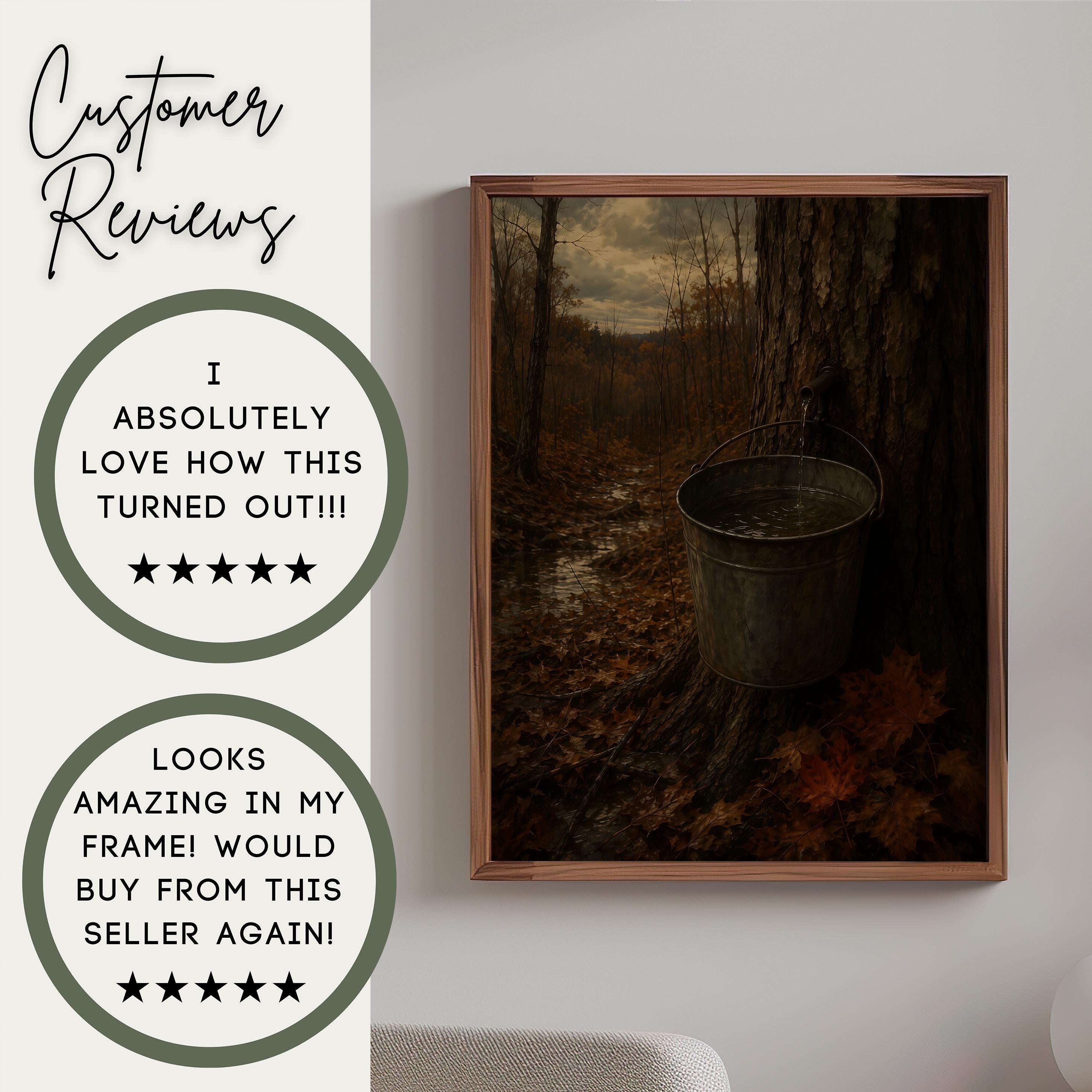 Maple Syrup Wall Art | Vintage Sugar Maple Painting | Rustic Farmhouse Decor | Autumn Kitchen Print | Fall Cabin Artwork