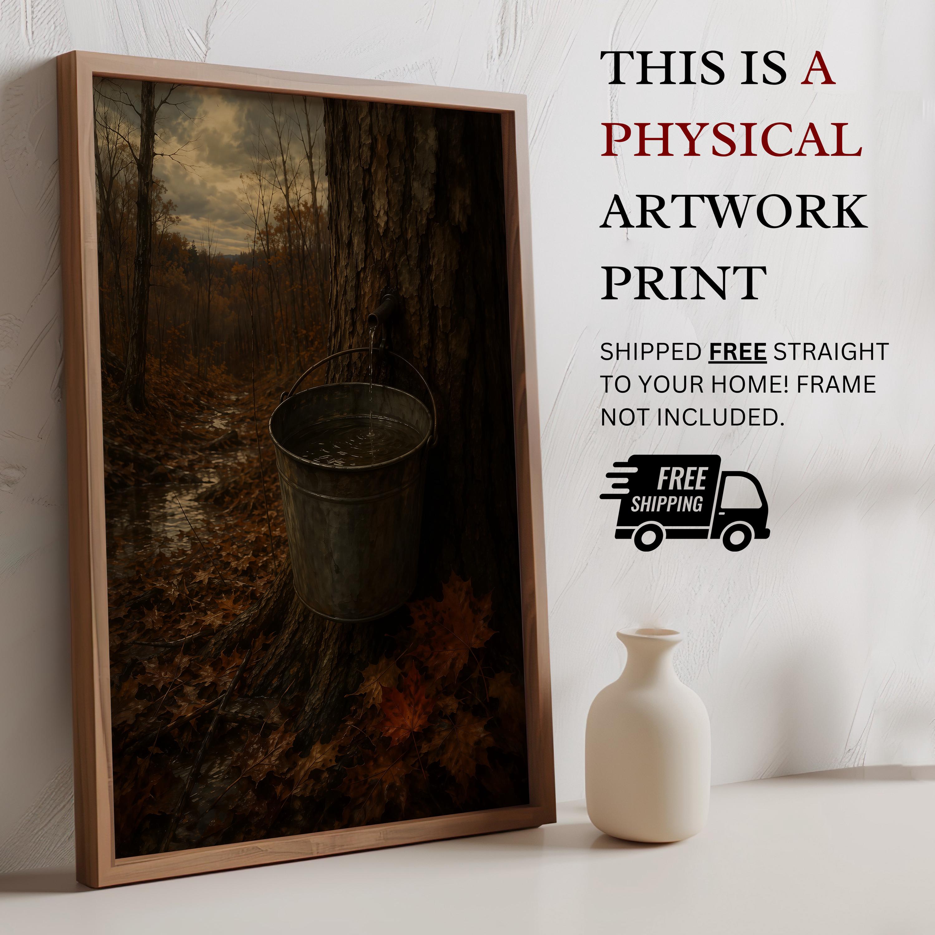 Maple Syrup Wall Art | Vintage Sugar Maple Painting | Rustic Farmhouse Decor | Autumn Kitchen Print | Fall Cabin Artwork