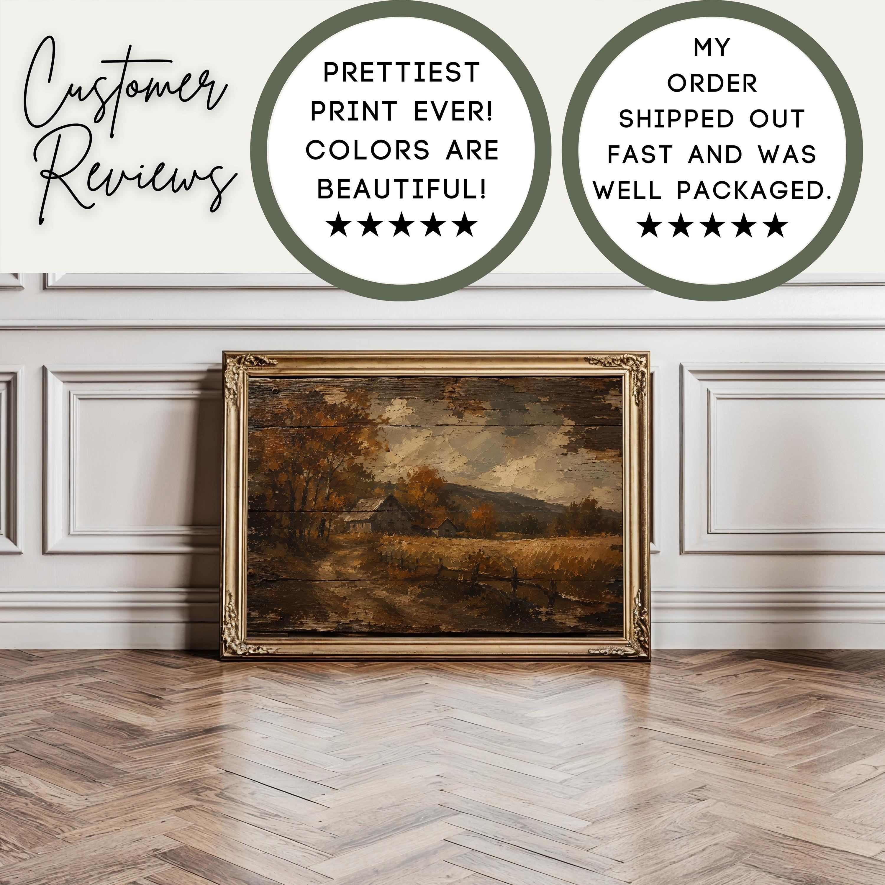 Rustic Barn Wall Art | Autumn Farm Landscape | Vintage Farmhouse Decor | Fall Country Painting | Rural Barn Artwork